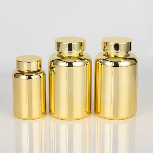 Gold HDPE Plastic Canisters for Packaging Gummies