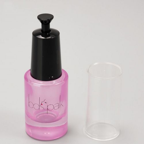 Pink Glass Bottle with Black Cap