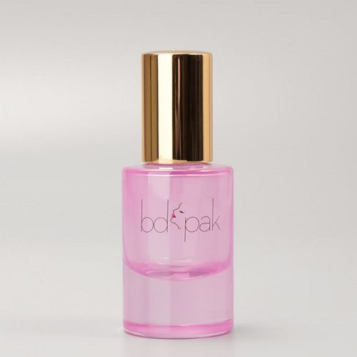 Pink Glass Bottle with Gold Cap