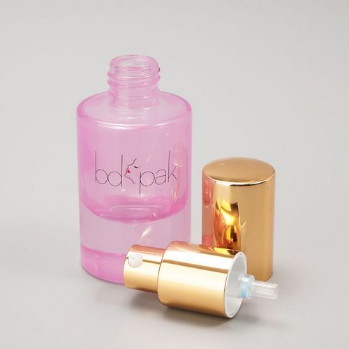 Pink Glass Bottle with Gold Cap