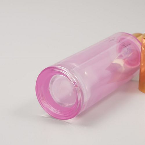 Pink Glass Bottle with Gold Cap
