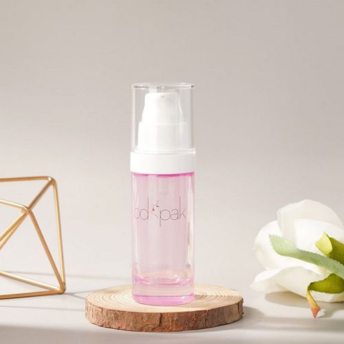 Pink Glass Bottle with Clear Cap